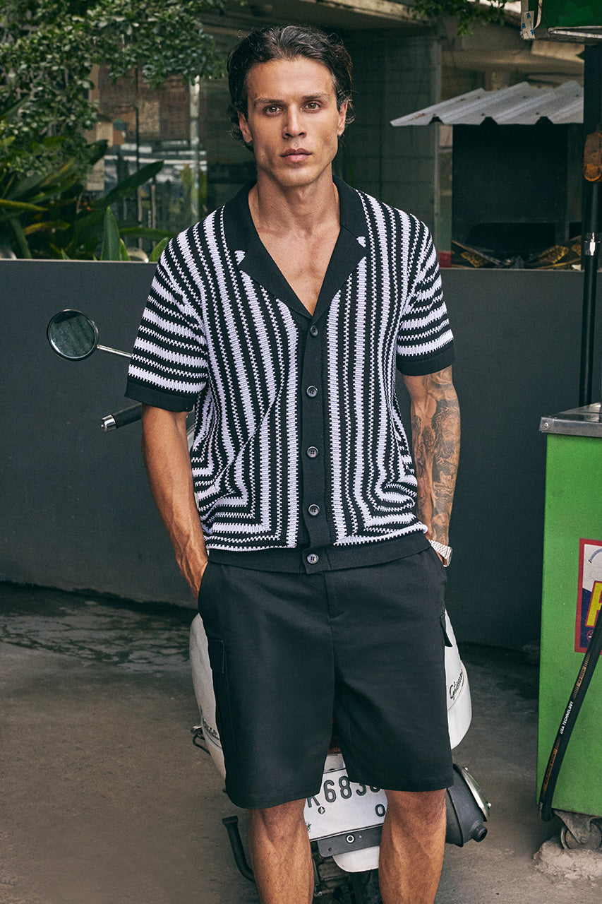 DORIAN SHORT SLEEVE SHIRT - BLACK/WHITE - DORIANSHORTSLEEVESHIRT-BLACKWHIT-3