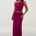 DREW ASYMMETRICAL NECK MAXI DRESS - BERRY