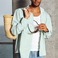 DREW LONG SLEEVE SHIRT - SAGE STRIPE
