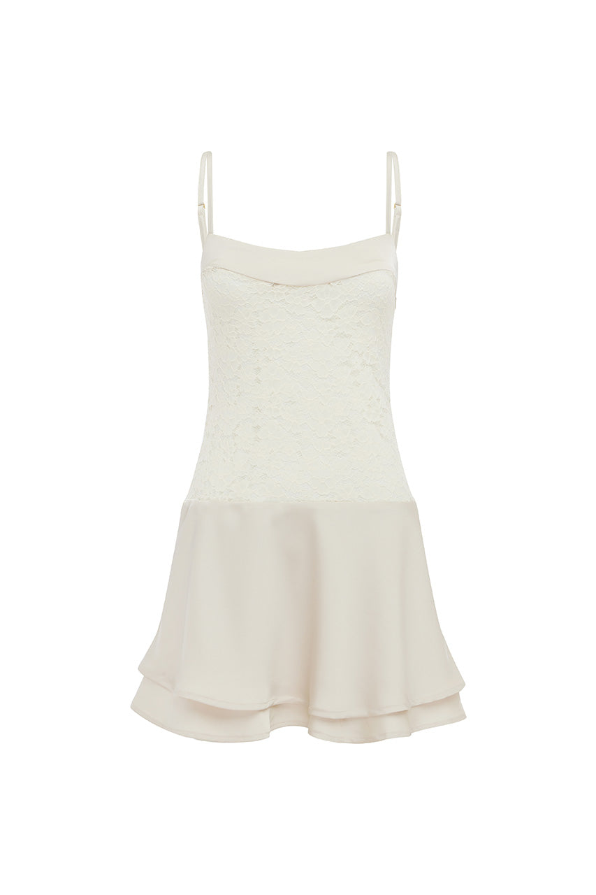 EDWINA LACE BODICE MINI DRESS - SHELL/CREAM - EDWINALACEBODICEMINIDRESS-SHELL_CREAM