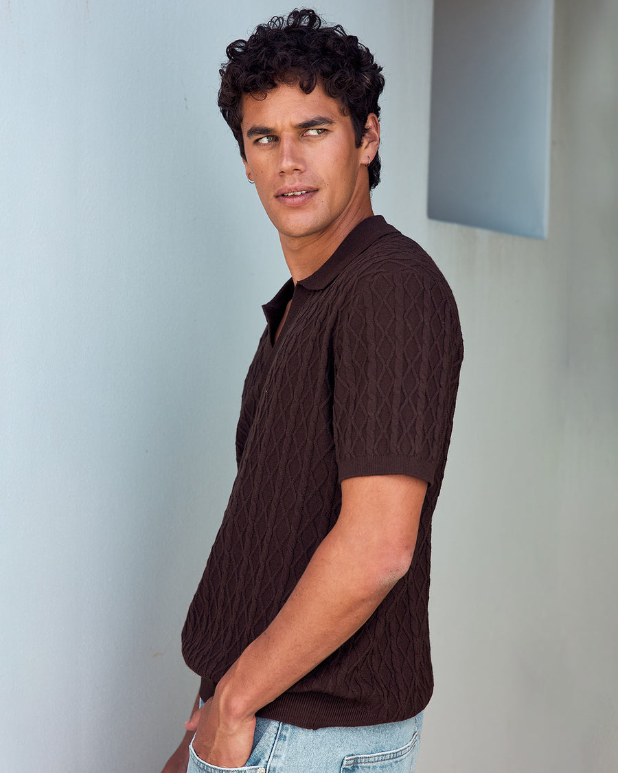 EIRIK THREE QUARTER KNIT TOP - CHOCOLATE - EIRIKTHREEQUARTERKNITTOP-CHOC-02