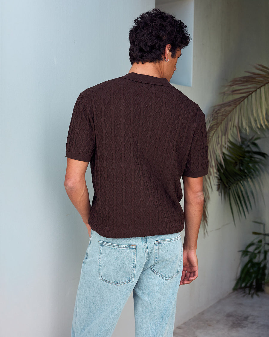 EIRIK THREE QUARTER KNIT TOP - CHOCOLATE - EIRIKTHREEQUARTERKNITTOP-CHOC-04