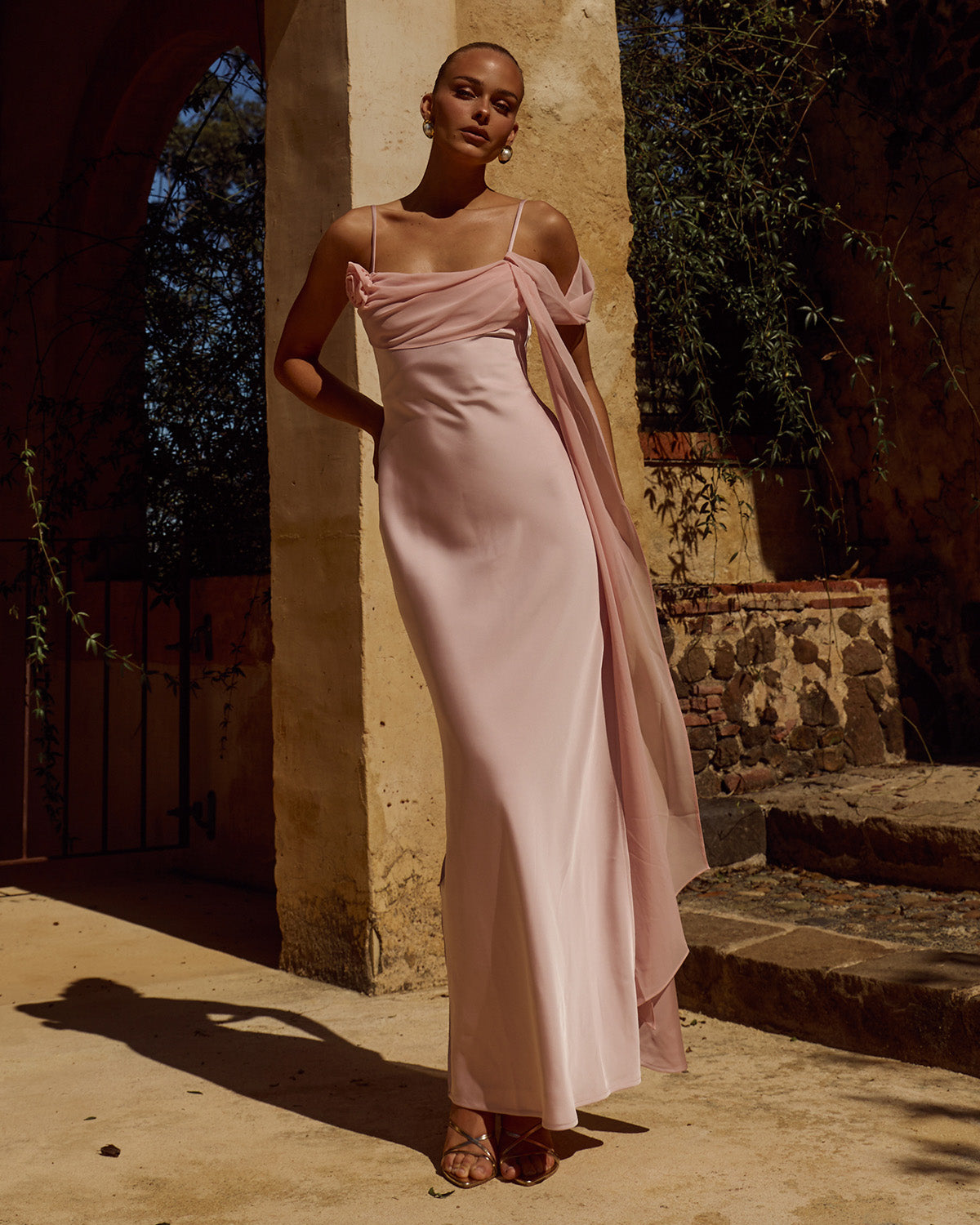 ELARA COWL MAXI DRESS - PINK