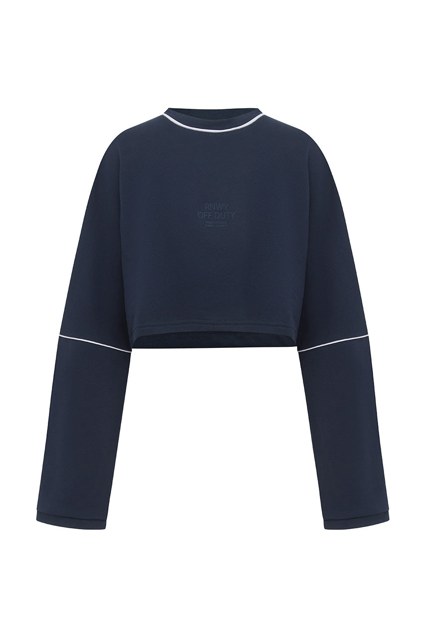 ELERI OVERSIZED LONG SLEEVE CROP TOP - STEEL - ELERIOVERSIZELONGSLEEVECROPTOP-STEEL