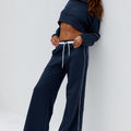 ELERI WIDE LEG TRACK PANTS - STEEL