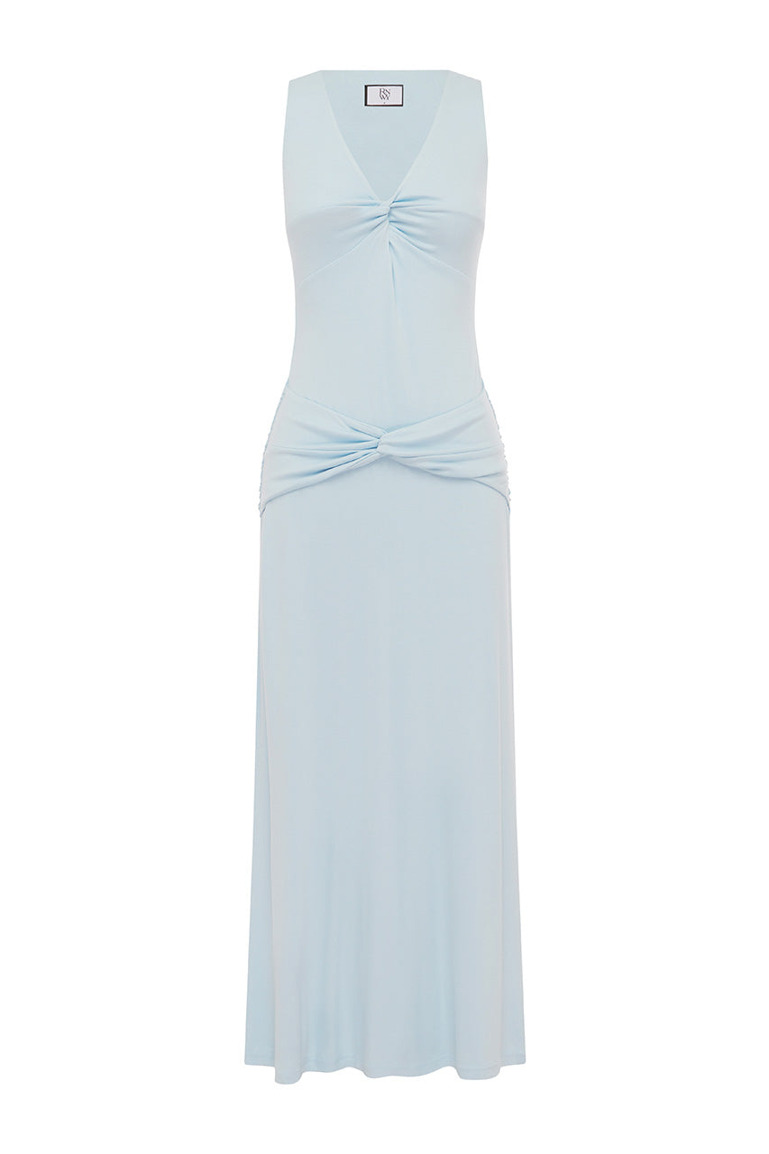 ELIN DRAPED TWIST MIDI DRESS - MIST - ELINDRAPEDTWISTMIDIDRESS-MIST