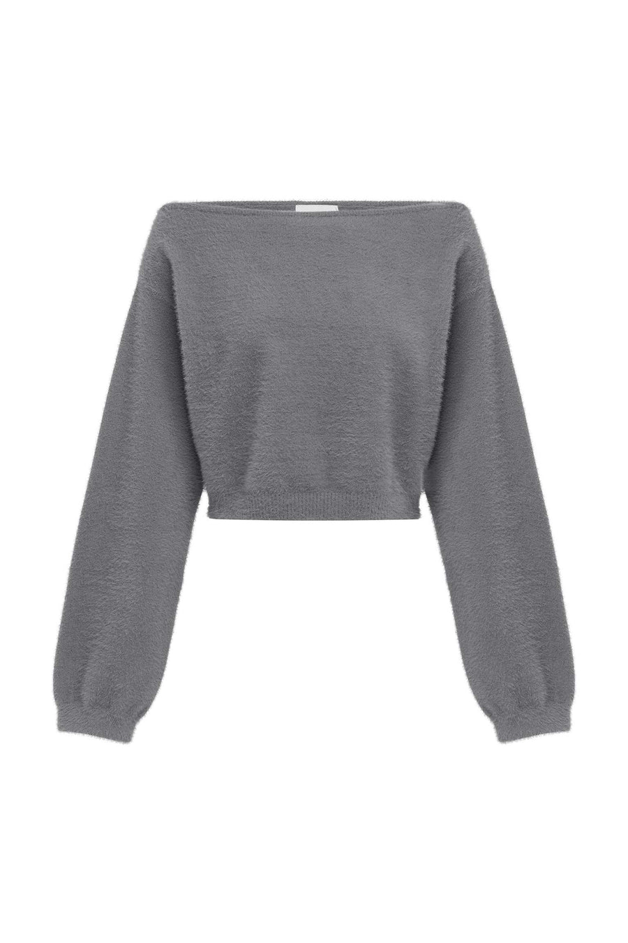 ELISE OFF SHOULDER KNIT JUMPER - GREY - ELISEOFFSHOULDERKNITJUMPER-GREY