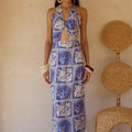 ELKA HALTER MIDI DRESS - HAVANNA NAVY