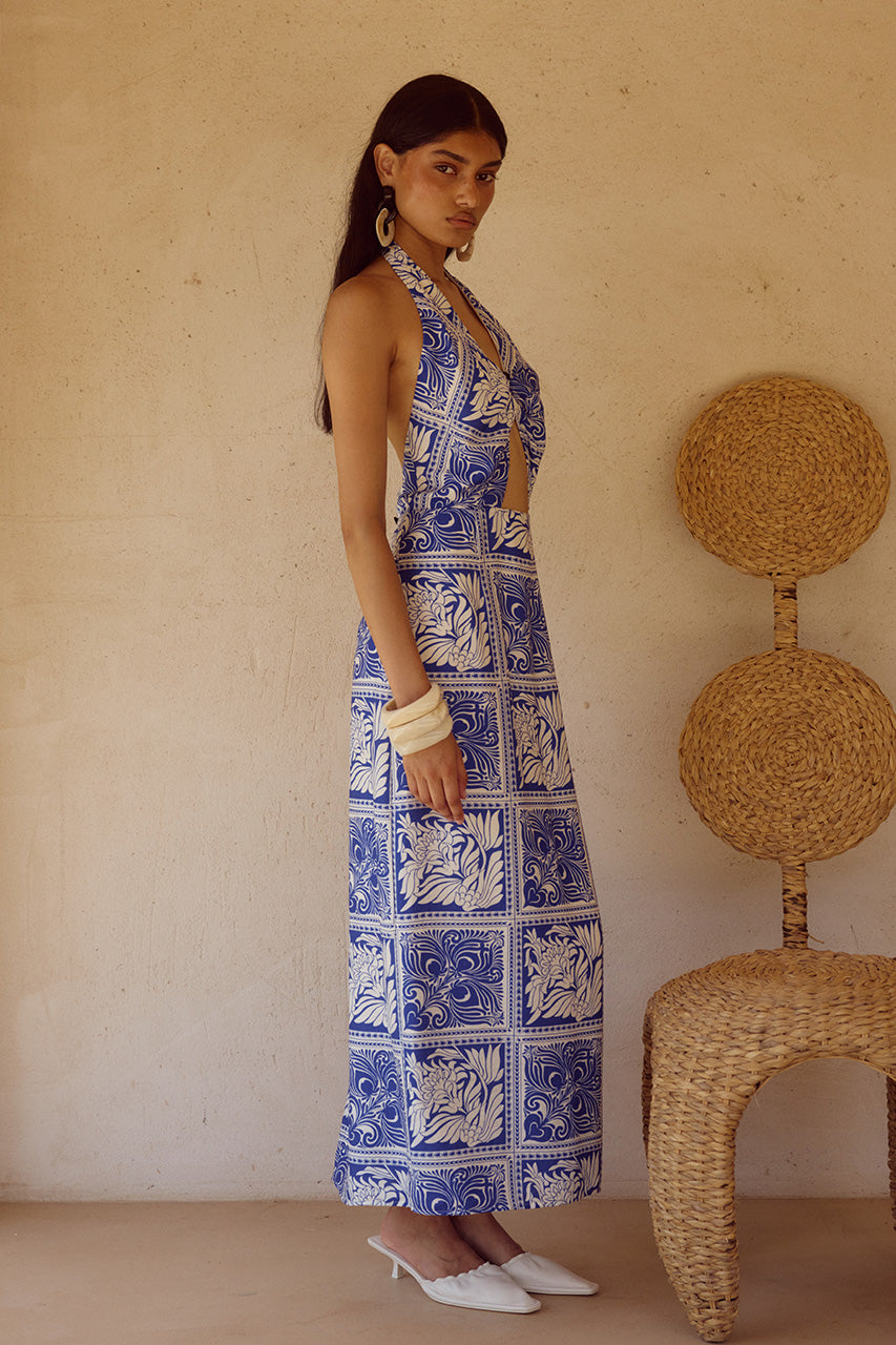 ELKA HALTER MIDI DRESS - HAVANNA NAVY - ELKAHALTERMIDIDRESSHAVANNANAVY_3