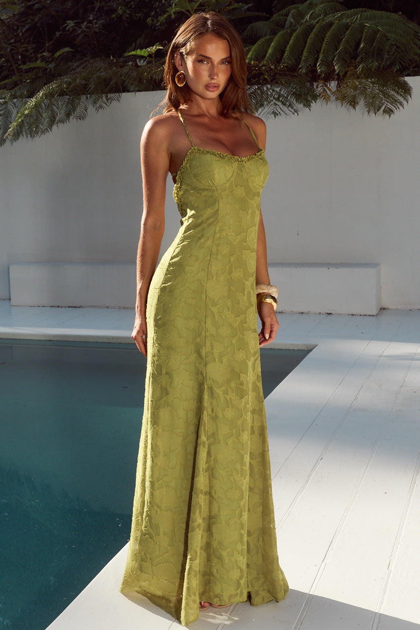 ELLERBY FRILL TRIM MAXI DRESS - OLIVE XXL - ELLERBYFRILLTRIMMAXIDRESS-6
