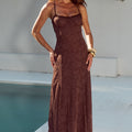 ELLERBY FRILL TRIM MAXI DRESS - CHOCOLATE
