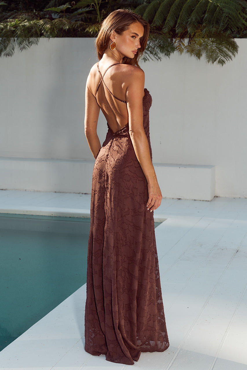 ELLERBY FRILL TRIM MAXI DRESS - CHOCOLATE - ELLERBYFRILLTRIMMAXIDRESS-CHOCOLATE-06