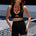 ELLE V-NECK PLUNGE TWIST SPORTS BRA - BLACK
