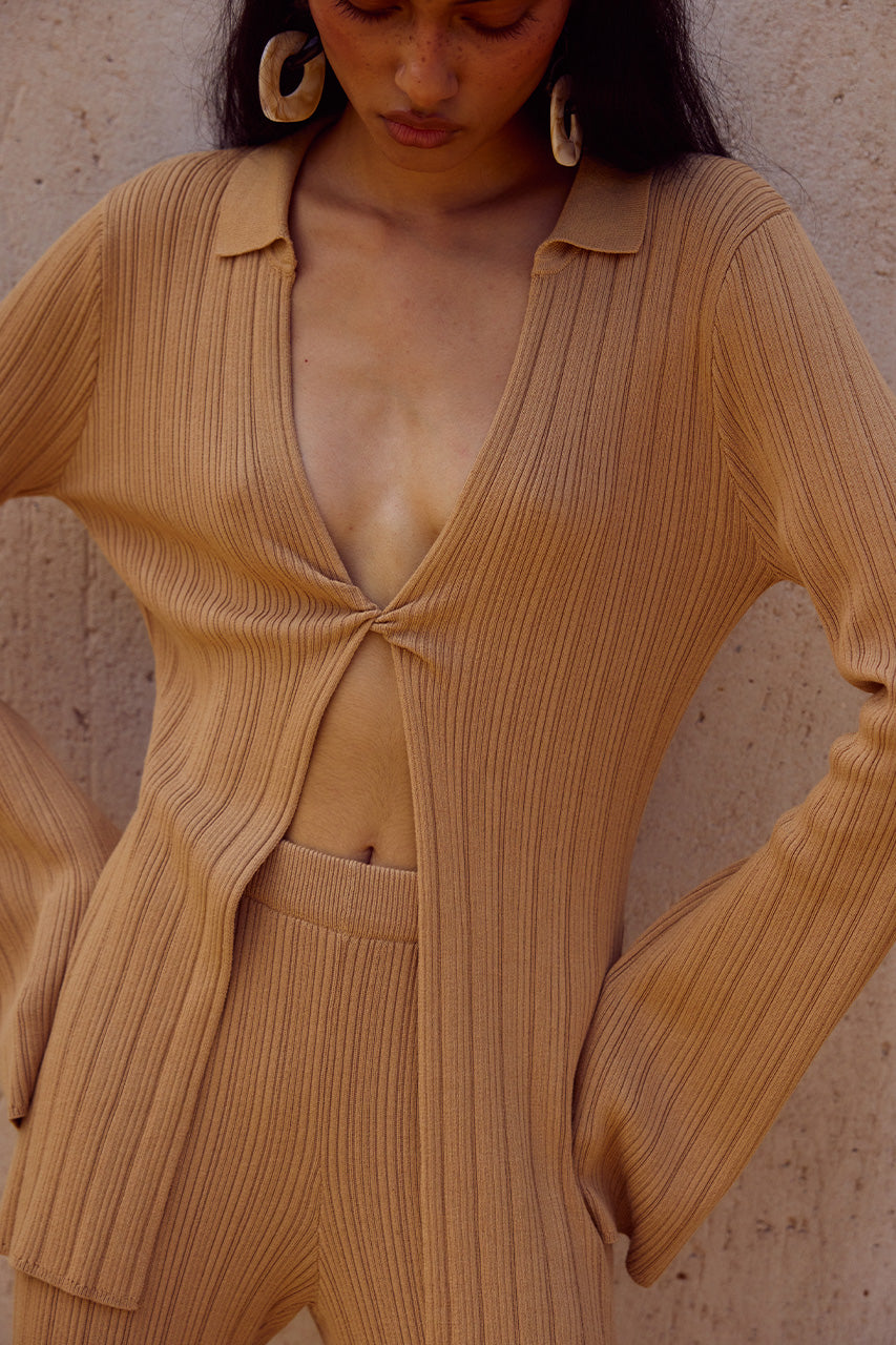 ELOWEN SLEEVED KNIT TOP - FAWN - ELOWENSLEEVEDKNITTOPFAWNxELOWENKNITPANTFAWN_4