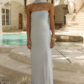 ELSA STRAPLESS SCARF MAXI DRESS - ICE BLUE
