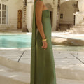 ELSA STRAPLESS SCARF MAXI DRESS - OLIVE