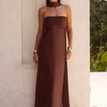 ELSA STRAPLESS SCARF MAXI DRESS - CHOCOLATE