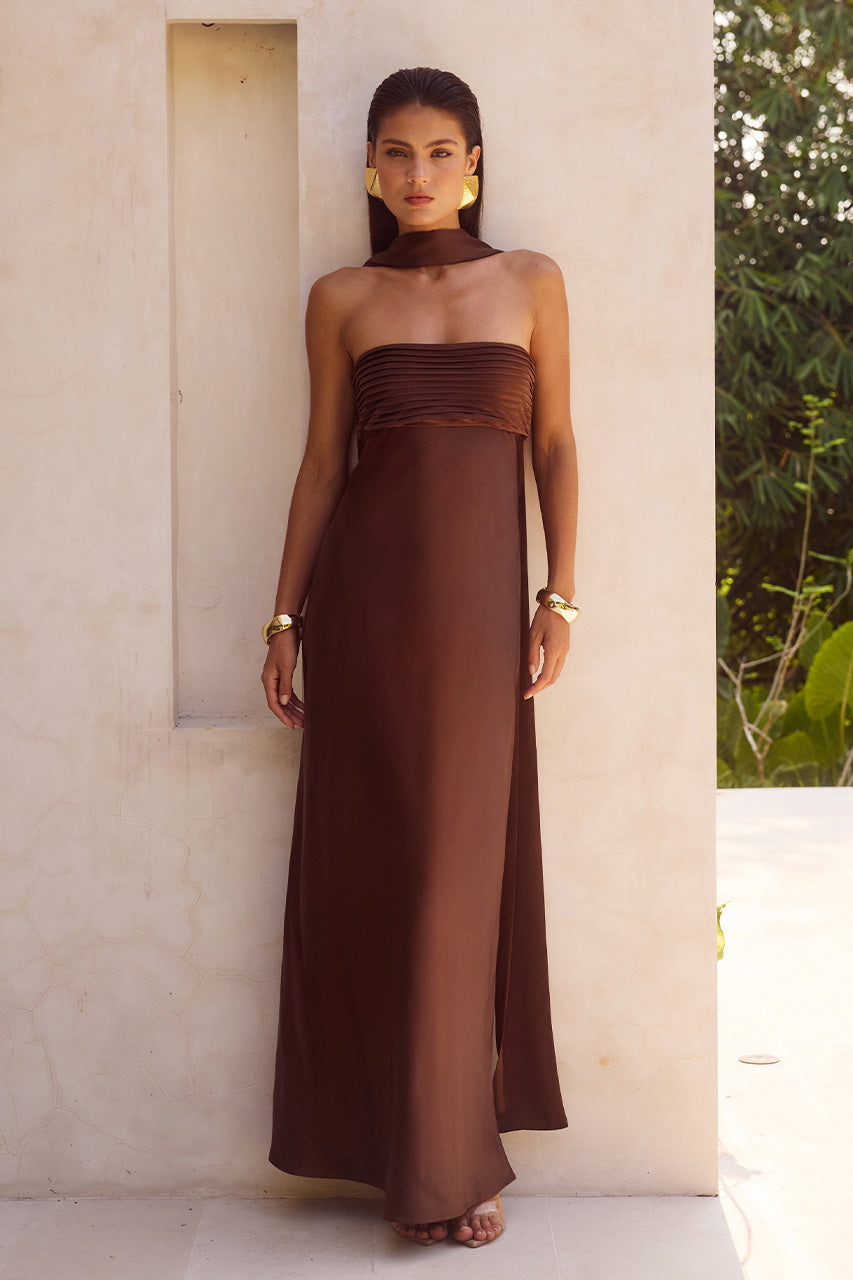 ELSA STRAPLESS SCARF MAXI DRESS - CHOCOLATE XXL - ELSAMAXIDRESSCHOCOLATE_5