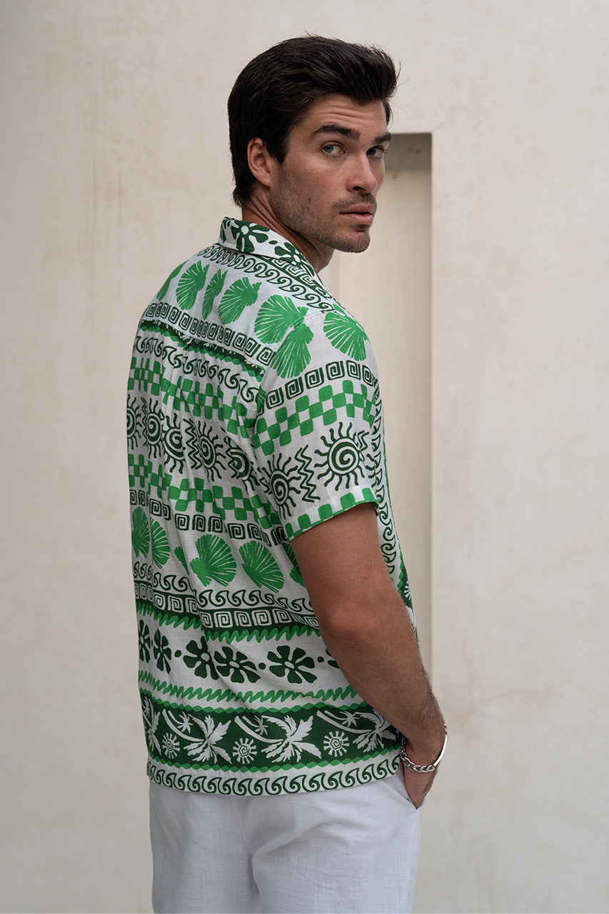 EMERSON SHIRT - GREEN - EMERSONSHIRTVORYPRINTGREEN_2