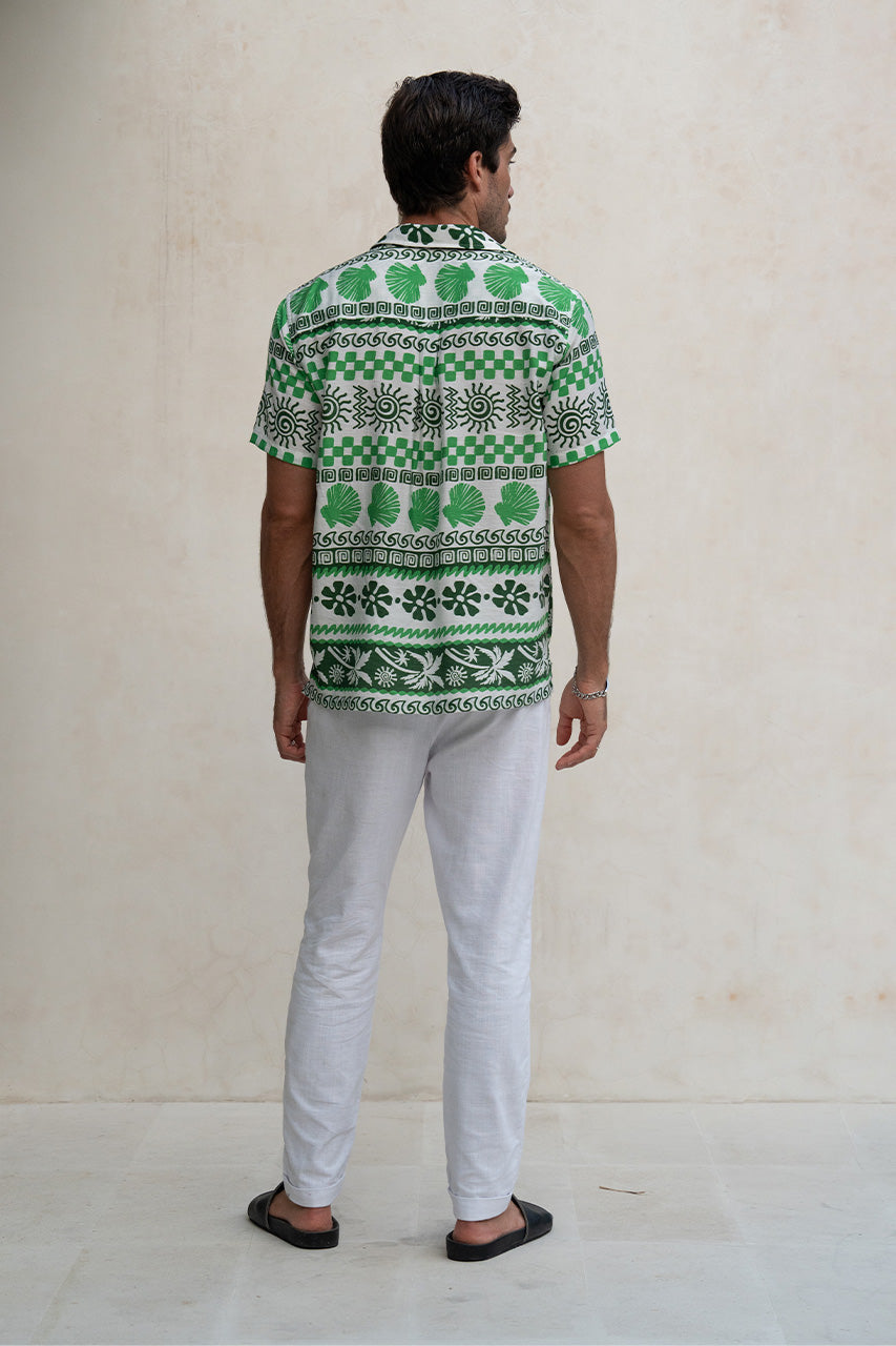 EMERSON SHIRT - GREEN - EMERSONSHIRTVORYPRINTGREEN_3