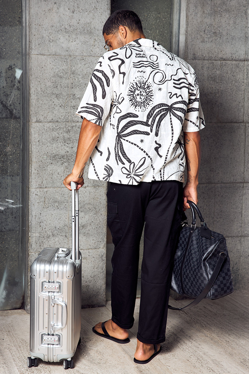 EMILE SHORT SLEEVE SHIRT - CREAM/BLACK