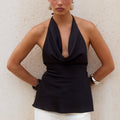 EMILIANA HALTER COWL TOP - BLACK