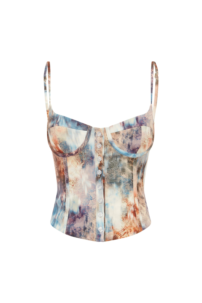 EMORY BUSTIER - ZARLA CHOC - EMORYV-NECKBUTTONUPBUSTIER-ZARLACHOC1