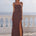 ESME HIGH SPLIT MAXI DRESS - BITTER CHOCOLATE