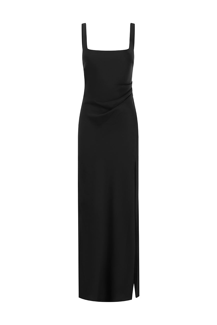 ESME HIGH SPLIT MAXI DRESS - NOIR - ESMESQUARENECKMAXIDRESS-NOIR