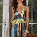 ESTELLA FAUX WRAP HALTER MINI DRESS - ESTELLA MULTI