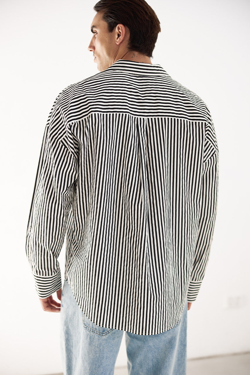 ESTVAN LONG SLEEVE SHIRT - PINSTRIPE BLACK/WHITE - ESTVANLONGSLEEVESHIRT-PINSTRIPEBLACKWHITE-5