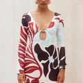 ETERNITY SLEEVED MINI DRESS - AZURE CREAM