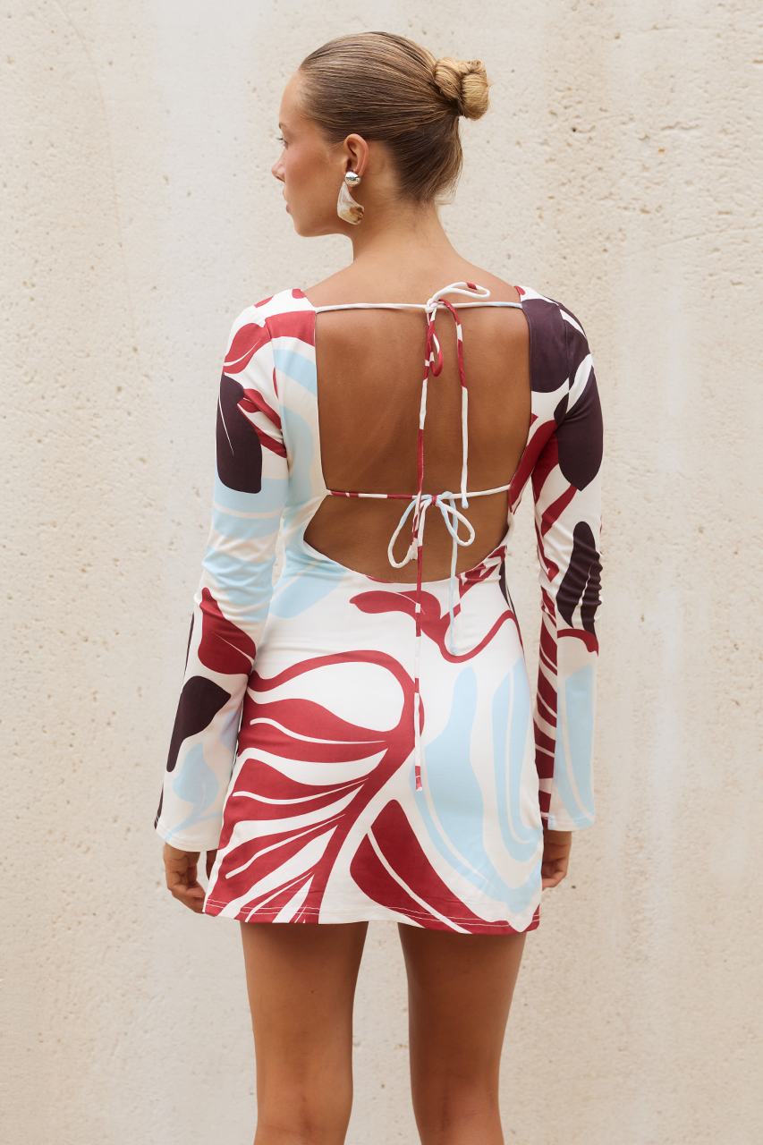 ETERNITY SLEEVED MINI DRESS - AZURE CREAM - ETERNITYSLEEVEDMINIDRESS-AZURECREAM-07