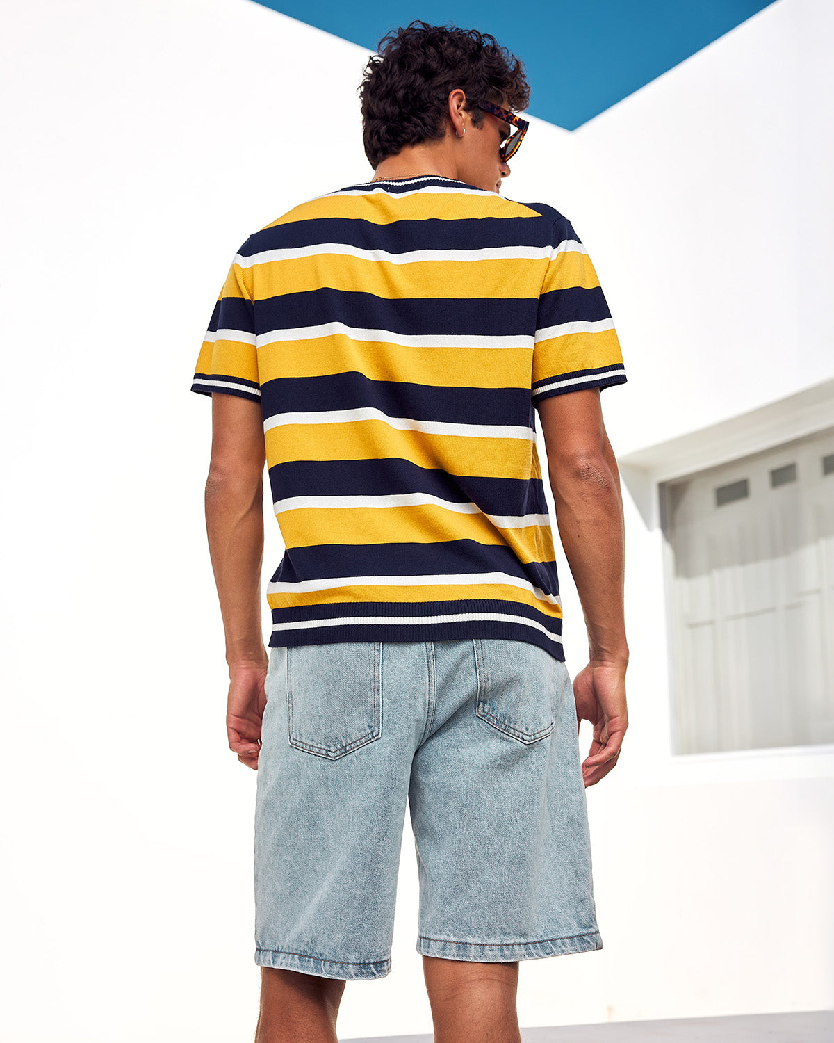 ETHAN SHORT SLEEVE KNIT TOP - YELLOW/NAVY STRIPE - ETHANSHORTSLEEVEKNITTOP-YELLOWNAVYSTRIPE-10