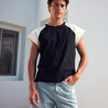 ETIENNE RAGLAN TANK - BLACK/SAND