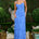 EVE COWL CROSS BACK MAXI DRESS - ALMINA BLUE