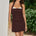 EVIE SWEETHEART HALTER MINI DRESS - CHOCOLATE/CREAM