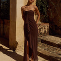 FIORA STRAPLESS MAXI DRESS - CHOCOLATE