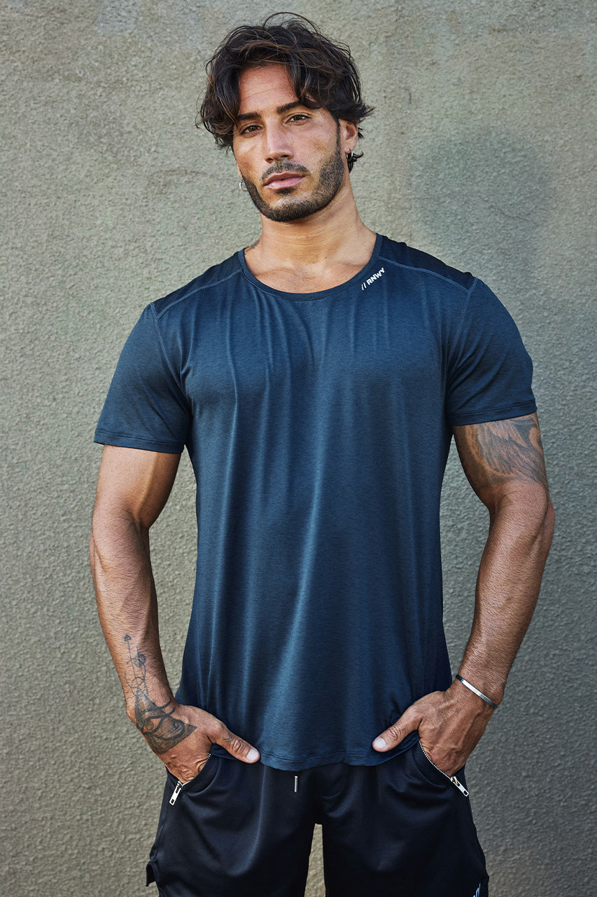 FLASH FITTED SHORT SLEEVE TOP - CHARCOAL - FLASHFITTEDSHORTSLEEVETOP-CHARCOALxWAYNEDRAWSTRINGSHORTS-BLACK-09