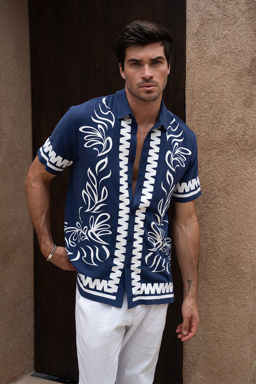 FLORIAN SHIRT - BLUE/WHITE - FLORIANSHIRTBLUEWHITE