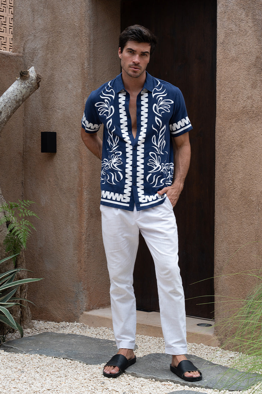 FLORIAN SHIRT - BLUE/WHITE - FLORIANSHIRTBLUEWHITEXOSCARPANTWHITE