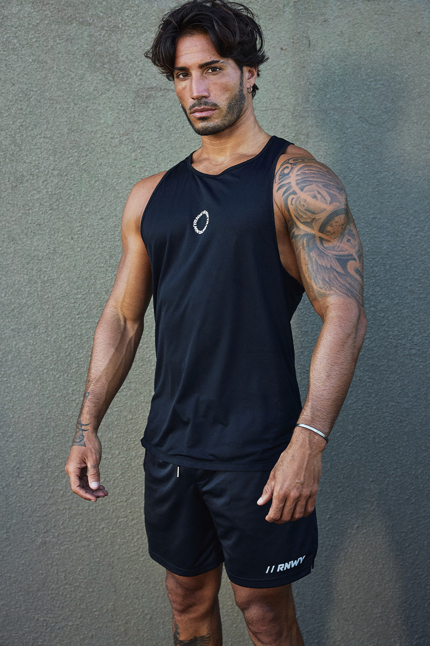 FLYNN FITTED TANK TOP - BLACK - FLYNNFITTEDTANKTOP-BLACKxWAYNEDRAWSTRINGSHORTS-BLACK-4