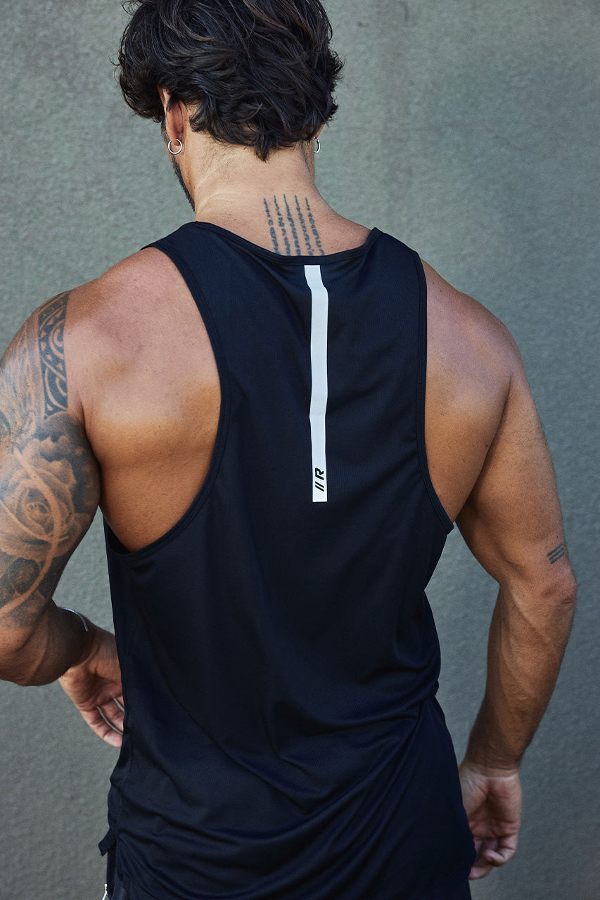 FLYNN FITTED TANK TOP - BLACK - FLYNNFITTEDTANKTOP-BLACKxWAYNEDRAWSTRINGSHORTS-BLACK-5