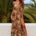 FONTANA DEEP PLUNGE MAXI DRESS - TIGRESS BROWN