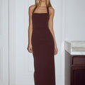 FRANCA HALTER MIDI DRESS - BITTER CHOCOLATE