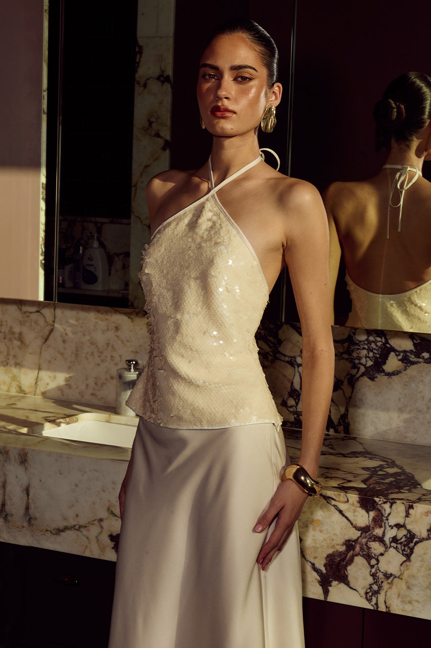 FRANCES HALTER SEQUIN TOP - PEARL - FRANCESHALTERSEQUINTOPXTORRENLOWWAISTMAXISKIRT-PEARL-05