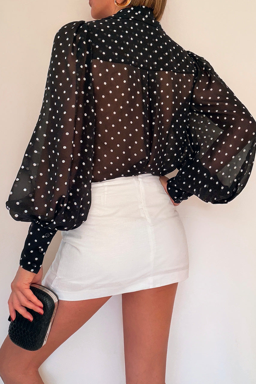 FLEETWOOD BLOUSE - BLACK/WHITE POLKA