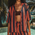 GABBIE TOP - ORANGE/NAVY
