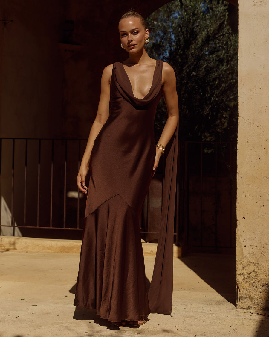 GABRIELLA COWL MAXI DRESS - CHOCOLATE - GABRIELLACOWLMAXIDRESS-CHOC-1
