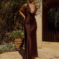 GABRIELLA  COWL MAXI DRESS - CHOCOLATE
